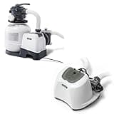 Intex 2100 GPH Above Ground Pool Sand Filter Pump Bundled with Krystal Clear Saltwater System, Improved Circulation and Filtration