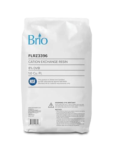 Brio Resin Refill for Water Softener Systems & Cartridges | Cation Exchange Resin, 8% Cross-Linked DVB | NSF/ANSI 44 Certified | 1 Cubic Ft. Bag
