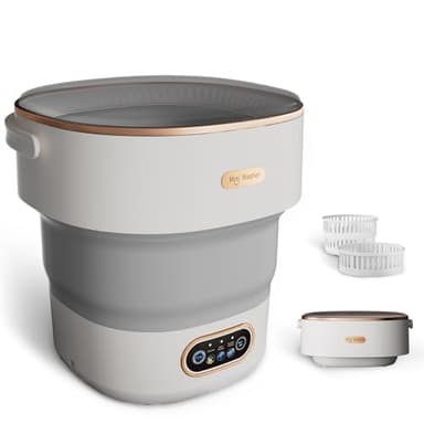 YMXA Mini Laundry Machine 16L — Foldable Portable Laundry Machine and Spinner for Baby Clothes, Underwear, Socks; Ideal for Travel, Dorms, Camping