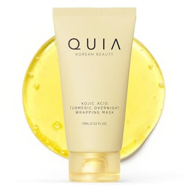 QUIA Turmeric + Kojic Acid Overnight Wrapping Mask – Hydration Mask for Glowing Skin – Evens Tone, Soothes Redness and Improves Skin Texture – Korean Skincare 75ML