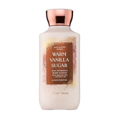 Bath & Body Works Warm Vanilla Sugar Body Lotion, Lightweight Daily Moisturizer with Shea Butter & Coconut Oil, Sparkling Sugar and Sweet Vanilla Scent, 8 fl oz - 1 Pack