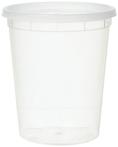 YW Plastic Soup Food Container with Lids (12), 32 oz, 12 Pack, Clear