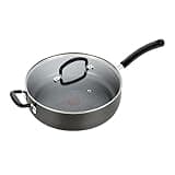 T-fal Ultimate Hard Anodized Non Stick Jumbo Cooker With Lid & Helper Handle 5 Quart, Oven Broiler Safe 400F, Lid Safe 350F, Cookware, Deep Frying Pan, Skillet, Pots and Pans, Dishwasher Safe, Grey