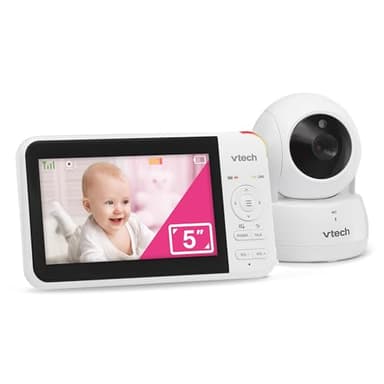 VTech Baby Monitor No WiFi with Camera and Audio, 5" Screen & Remote Pan-Tilt-Zoom – 17Hr Battery, 1000ft Range, Night Vision, Two-Way Talk, White Noise, Secure & Hack-Proof | VM924