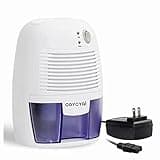 COYCYQI Small Dehumidifier,12V3A adapter，1200 Cubic Feet (215 sq ft) Portable Mini Dehumidifier Quiet Use for High Humidity in Home, Bathroom, Bedroom, Office, Basements, Wardrobe Closet,RV