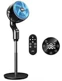 JRD Pedestal Fan, 70°+85° Omni-directional Oscillating Fan For Bedroom, 100ft Circulator With Remote, DC Motor Quiet Standing Fans, Adjustable Height, 32 Speeds, 5 Modes, 24H Timer, Home