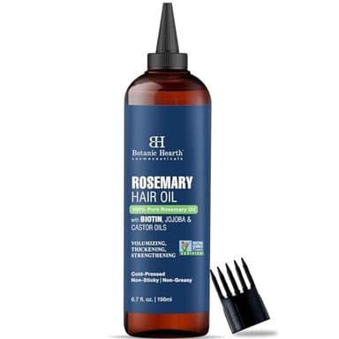 Botanic Hearth Hair Oil for Hair Growth | Rosemary Oil for Hair Growth with Biotin, Castor & Jojoba | Hair Relaxers & Dry Scalp Treatment | Color Safe | All Hair Types | 6.7 Fl Oz