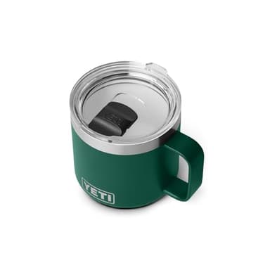 YETI Rambler 14 oz Ceramic Lined Stackable Mug, Vacuum Insulated, Stainless Steel with MagSlider Lid, Black Forest Green