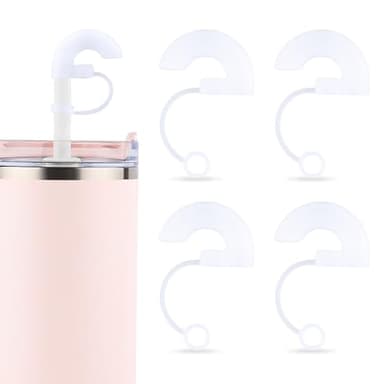 Stanley Reusable Silicone Straws with 4pcs Wrinkle Resistant Straw Caps, Anti-Silicone Wrinkle Free Prevention Toppers with Tip Side Suction Design