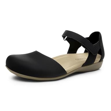 Rihero Black Closed Toe Sandals Women Comfortable Memory Form Arch Support Sandals Women's Business Casual Dress Shoes for Walking Vacation Shopping 8.5