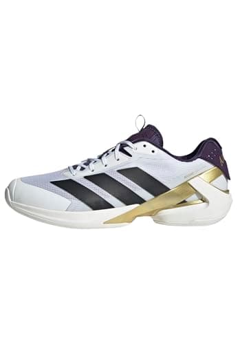Adidas Men's Adizero Ubersonic 5 Leather Tennis, White/Black/Aurora Plum, 8
