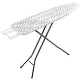 Amazon Basics Full-Size Ironing Board - 4-Leg Fold-Up, Chevron Removable Cover, 60"L x 14"W x 38"H