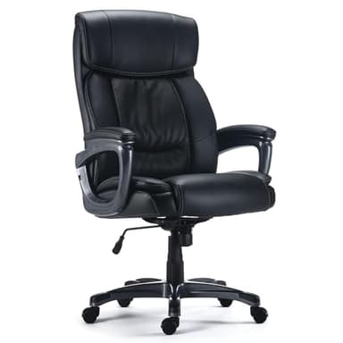 STAPLES Lockland Ergonomic Managers Office Chair, Big & Tall Cushioned, Adjustable Height, Metal Frame, Bonded Leather, for Workspace, Home, or Gaming, Black