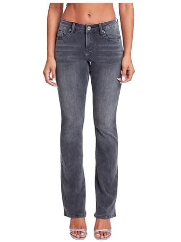 YMI Jeans Women's Bootcut Jeans with Flap Pockets, W Black, 09