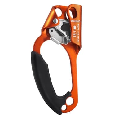 NewDoar Left Hand Ascender Rock Climbing Tree Arborist Rappelling Gear Equipment CE Certified Rope Clamp for 8~13MM Rope(Left Orange)