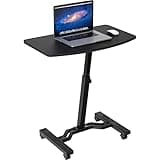 SHW Mobile Height Adjustable Laptop Stand Rolling Cart with Height Adjustment from 28" to 33", Black