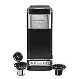 Proctor Silex Single-Serve Coffee Maker Compatible with Pod Packs and Grounds, 40 oz. Reservoir Makes Four 10 oz. Cups Without Refilling, Black & Stainless Steel (49919)