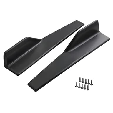 2PCS Universal Side Skirts, Rear Bumper Lip Side Skirt Protector Diffuser Body Spoilers Splitter Carbon Fiber Side Skirts Exterior Decoration Trim Kit Anti-Scratch (Black)