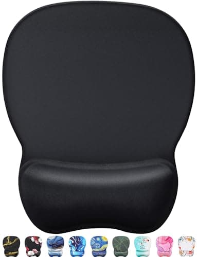 MROCO Ergonomic Mouse Pad with Gel Wrist Rest, Smooth Wrist Support Surface, Non-Slip PU Base for Pain Relief, Comfortable Mousepad for Computer, Laptop, Office & Home, 9.4 x 8.1 in, Black