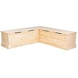 Linon Harris Unfinished Wood Backless Nook with Interior Storage