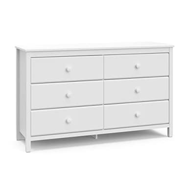 Storkcraft Alpine 6-Drawer Dresser (White) – GREENGUARD Gold Certified, White Dresser for Bedroom, Kids & Nursery Storage Drawers, Safety Interlocking Drawers, Pre-Installed Tracks, Kids Bedroom