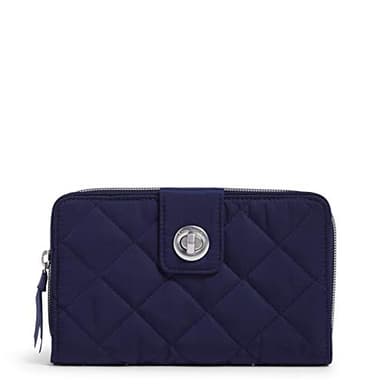 Vera Bradley Women's Performance Twill Turnlock Wallet With RFID Protection, Classic Navy, One Size