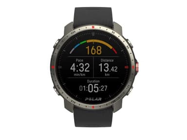 POLAR Grit X Pro Titan - Premium Outdoor GPS Sports Watch - Military-Durability,Wrist-Based Heart Rate Monitor,M/L,Black/Red - Titan