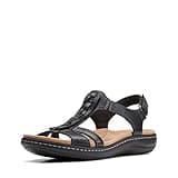 Clarks Women's Laurieann Kay Flat Sandal, Black Leather, 10 Wide