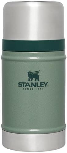 Stanley Classic Legendary Large Food Jar 24 oz | Vacuum Insulated Food Container | Wide Mouth Screw On Lid | Packable for Travel | Stainless Steel & Leakproof Lid | Hammertone Green
