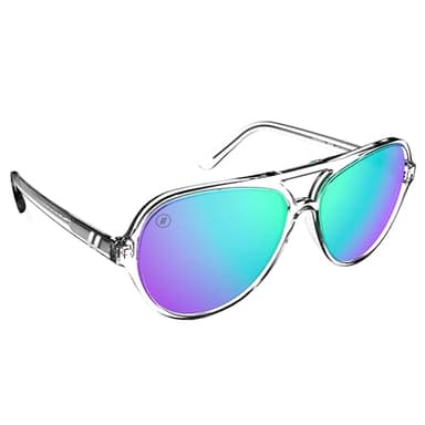 Blenders Eyewear Skyway – Polarized Sunglasses – Aviator Frames, Trendy Top Bar Design, Wrap-Around Silhouette – 100% UV Protection – For Women – Crystal Orb