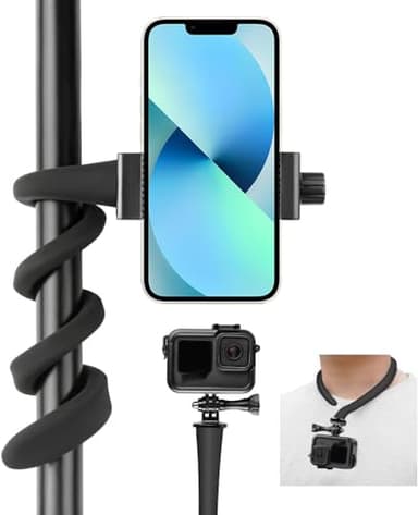 Taisioner Flex Mount Stroller Phone Holder Selfie Stick Gooseneck for Treadmill Bike Shopping Cart Boat Smartphone Suitable with GoPro Hero 12/11/10/9/8/7/6/5/4 AKASO Insta360