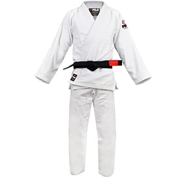 FUJI All-Around Brazilian Style Jiu Jitsu Uniform, White (Black Lettering), Size A3