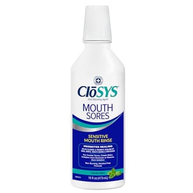CloSYS Hydrogen Peroxide Mouthwash, 16 oz, Canker Sore Mouthwash, Alcohol-Free, Non-Burning, Cleanses and Heals Mouth Sore Rinse