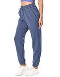 Colorfulkoala Women's High Waisted Ultra Soft Modal Joggers Running Sweatpants Casual Lounge Pants with Pockets (L, Niagara Blue)