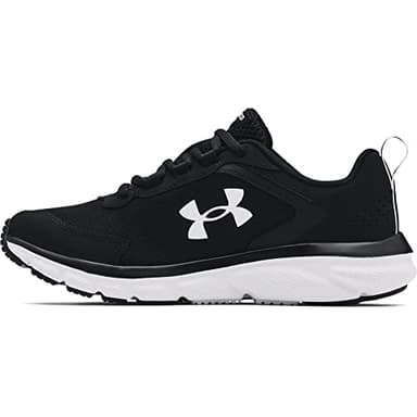 Under Armour Womens Charged Assert 9 Running Shoe, Black/White, 8.5 Wide US