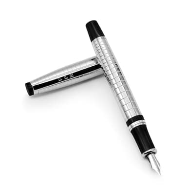 FPR Ambassador Ultra Flex Nib Fountain Pen Set, Chiseled Chrome - Refillable Pen w/Cartridges & Converter - Calligraphy Pens for Writing, Journaling & Gifting - Luxury Pens For Smooth Strokes