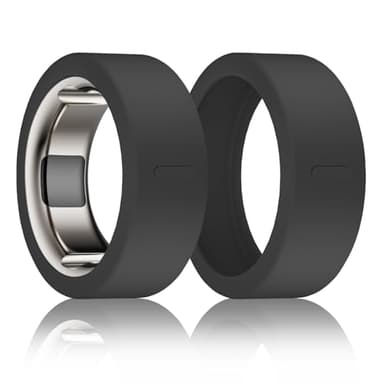 BandSmith Silicone Ring Cover Compatible with Oura Ring Protector, Elastic Case for Oura Ring Gen 4/3 Working Out - Patent Protected (Black+Black, M for 11/12/13)