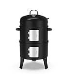 16" Charcoal Smoker, 3 in 1 Vertical Barbecue Grill, Outdoor Fire Pit 402 Square Inches Cooking Area, Versatile Outdoor Smoker Grill, Black