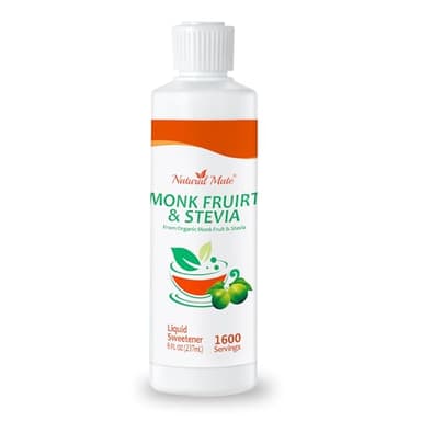 Natural Mate Monk Fruit & Stevia Liquid Sweetener Drops – Premium Organic Monk Fruit and Stevia Extracts, Sugar-Free, Zero Calories & Carbs, No Erythritol, No – 8 fl oz Bottle (1 Pack, 1600 Servings)
