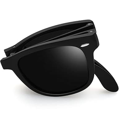 Joopin Trendy Square Folding Sunglasses Retro Foldable Sun Glasses Poalrized UV400 Fold Up Shades for Women Men (Foldable Black)