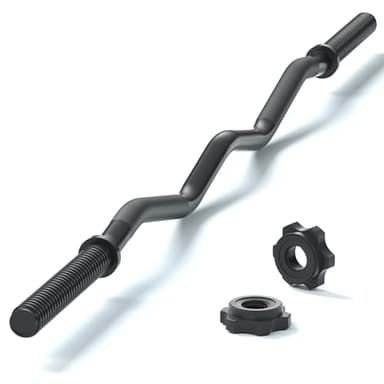 47" EZ Curl Bar Weight Lifting Bar, 1-inch Curling Bars for Weight lifting, Barbell bar for Hip Thrusts/Squats/Lunges for Gym and Home, With 2 Star Double Risk T-nuts (220lb Weight Capacity) (Black)