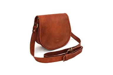 Handmade Full Grain Vintage Leather Crossbody Sling Bag Women/Teen Girls Purse Wallet Satchel Handbag Messenger Bags (Medium), Brown