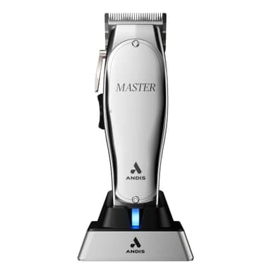 Andis 12660 Professional Master Corded/Cordless Hair Clipper, Adjustable Carbon Steel Blade Hair Clipper for Close Cutting, Silver