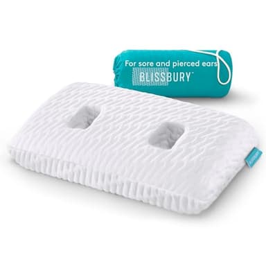 BLISSBURY Ear Pillow with Hole | Ear Piercing Pillow | Adjustable Memory Foam with for chondrodermatitis CNH | Piercing Pillow for Side Sleepers