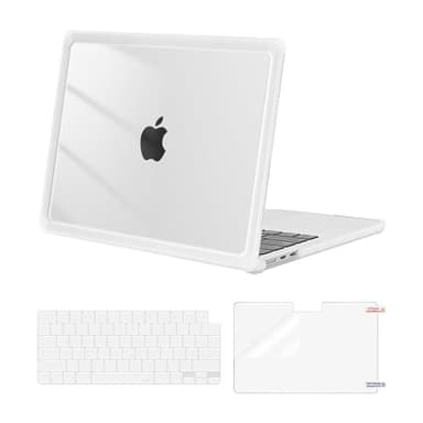 MOSISO Compatible with MacBook Air 13 inch Case M5 2026 M4 2025 M3 M2 2024-2022 A3449 A3240 A3113 A2681,3 in 1 Kit Crack-Resistant Heavy Duty Protective Plastic Hard Case with TPU Bumper,Crystal Clear