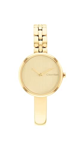 Calvin Klein Bangled Women's Ionic Plated Thin Gold Steel Case Quartz Watch with Ionic Plated Thin Gold Steel Bangle (Model: 25200279)