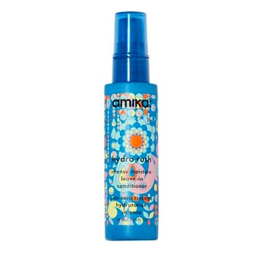 amika Hydro Rush Intense Moisture Leave-In Conditioner with Hyaluronic Acid, 60ml | for all hair types, long-lasting hydration, detangles and reduces frizz, travel size