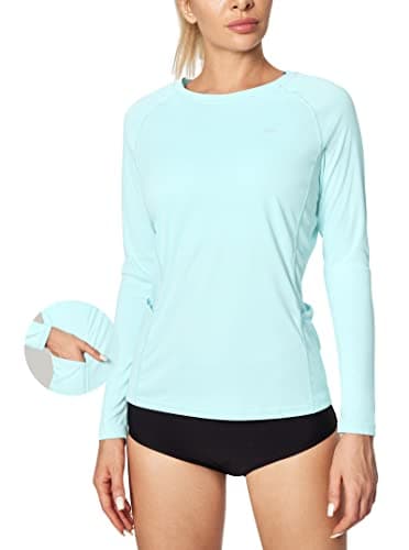 IUGA Rash Guard for Women UPF 50+ SPF UV Protection Long Sleeve Workout Tops with Pockets Dry Fit Hiking Swim Shirt