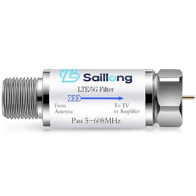 Saillong LTE Filter for TV Antenna, 4G 5G LTE Signal to Reduce Interference and Pixilation for Clear Digital TV Reception, Frequency Range 5-608 MHz, Indoor Outdoor Installation(1 Pack)