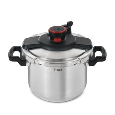 T-fal Clipso Stainless Steel Pressure Cooker, 6.3 Quart, Recipe Book, Steam Basket, Easy-Open Lid, Secure Locking System, Adjustable Pressure Valve, Induction Cookware, Pots and Pans, Kitchen, Silver